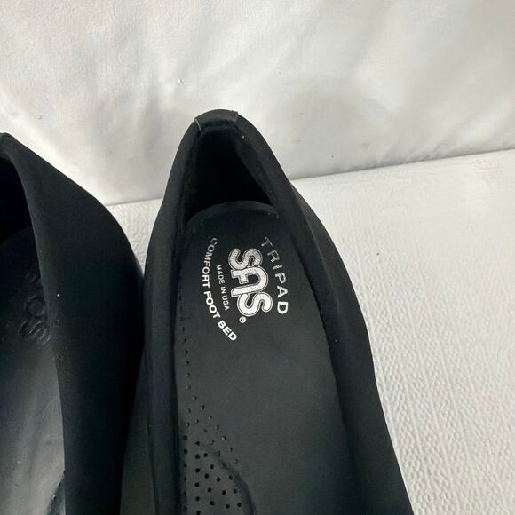 SAS Shoes Womens 10 M Bliss Black Stretch Fabric Upper Wedge Slip On Career - Picture 6 of 11